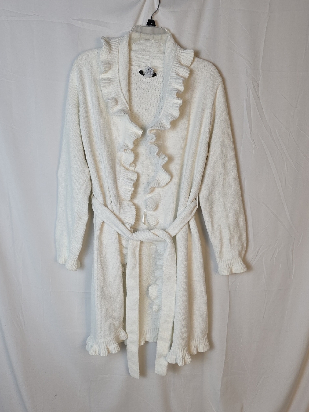 Alfani Cream Textured Knit Cardigan with Belt